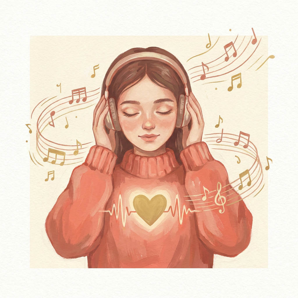 Someone listening to a personalized song made just for them