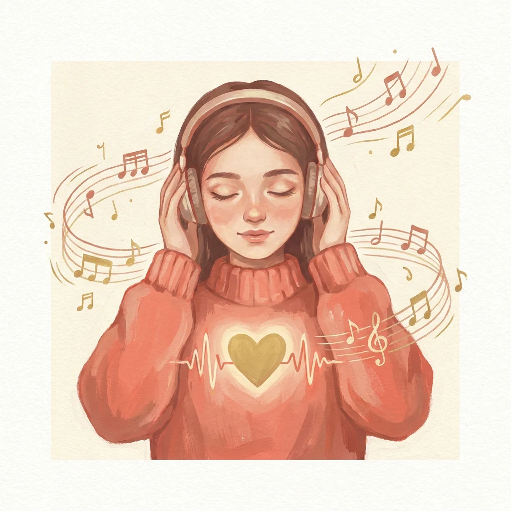 Someone listening to a personalized song made just for them